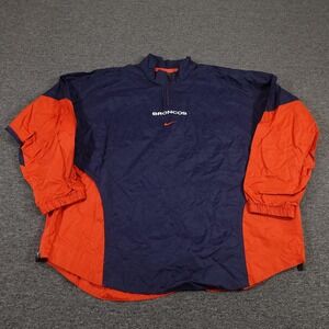 Vintage Denver Broncos Jacket Mens Large Orange NFL Football Nike Pullover 90s